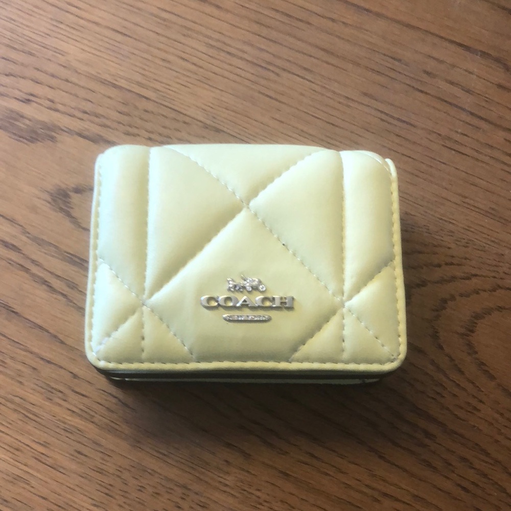 Coach Quilted light green wallet on a chain